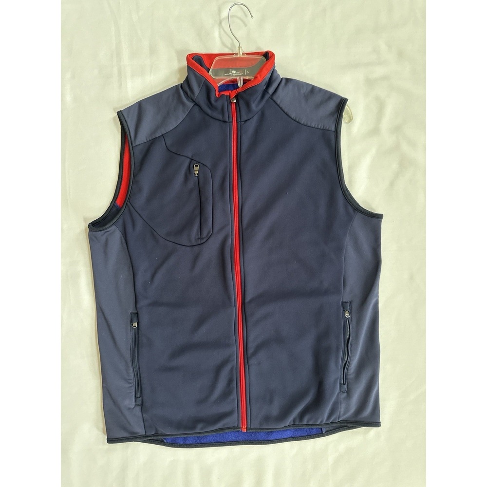 Ralph Lauren RLX Ryder Cup Golf Vest Men's Large 2014 Red Blue Jacket Full Zip